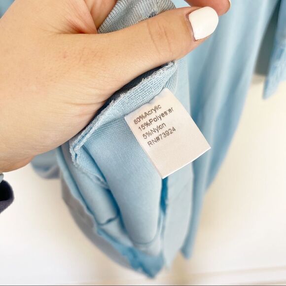 Ming Wang Blue Knit Sleeved Dress Medium - Picture 9 of 9